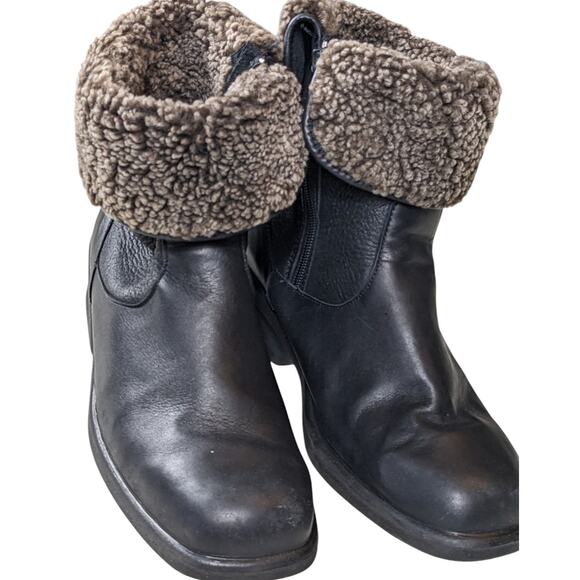 Toe Warmers Boots Womens 9 WW Leather Winter Snow Faux Sherpa Lined Anti Slip - Picture 1 of 13